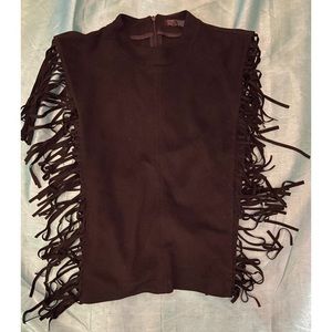 Zara BLK Suede Fringe Tank Trafaluc collection